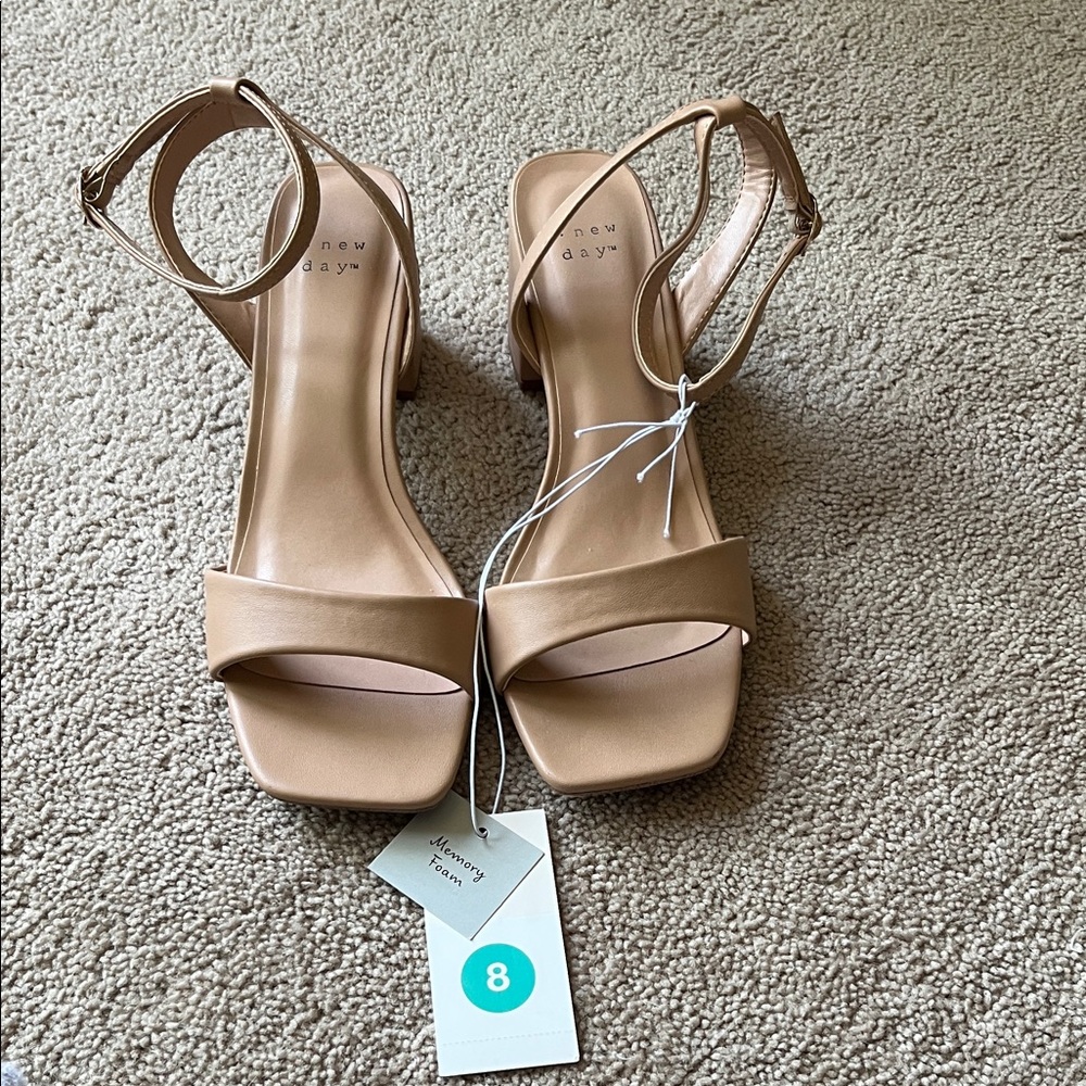 A New Day Women's Beige Heeled Sandals